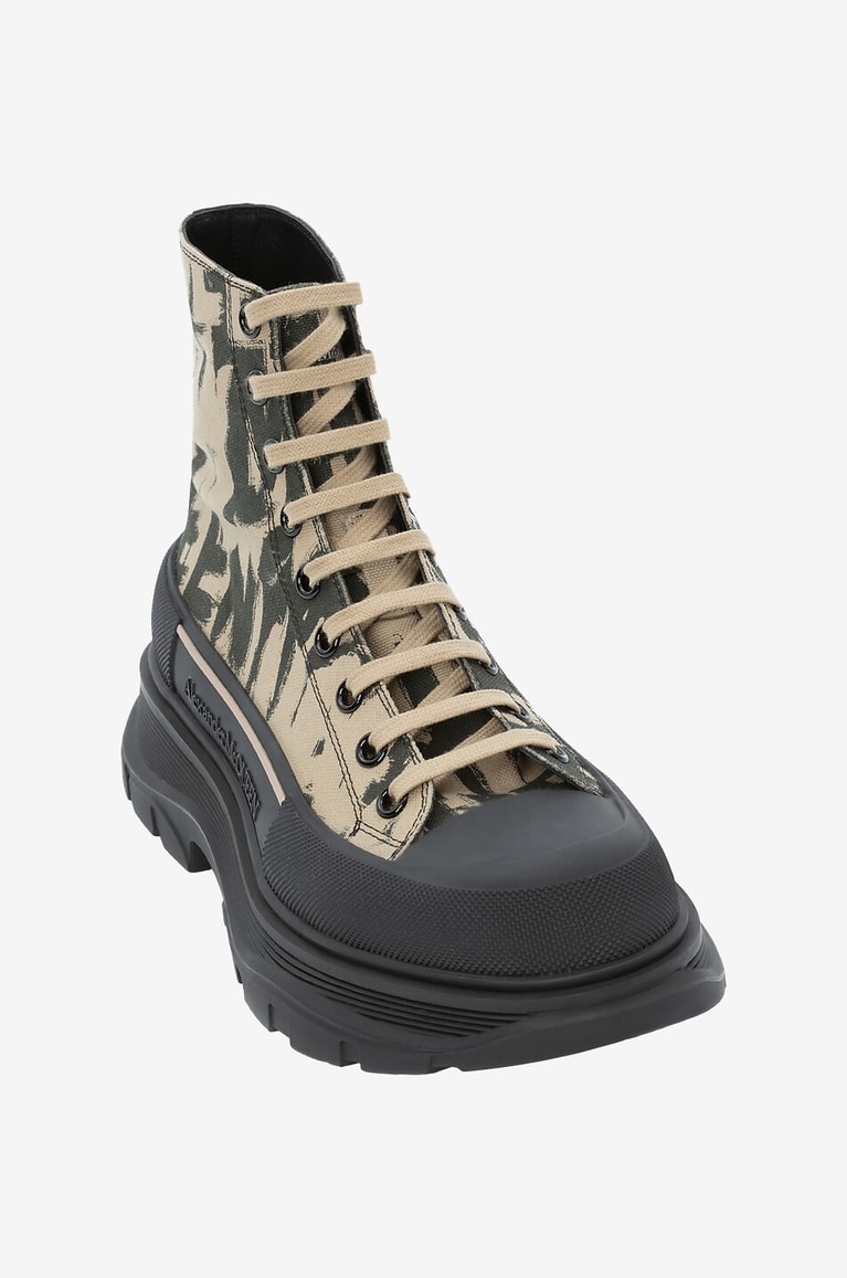 ALEXANDER McQUEEN Bottines à lacets en toile imprimée McQUEEN Graffiti Tread Slick Homme MULTICOLORE 1