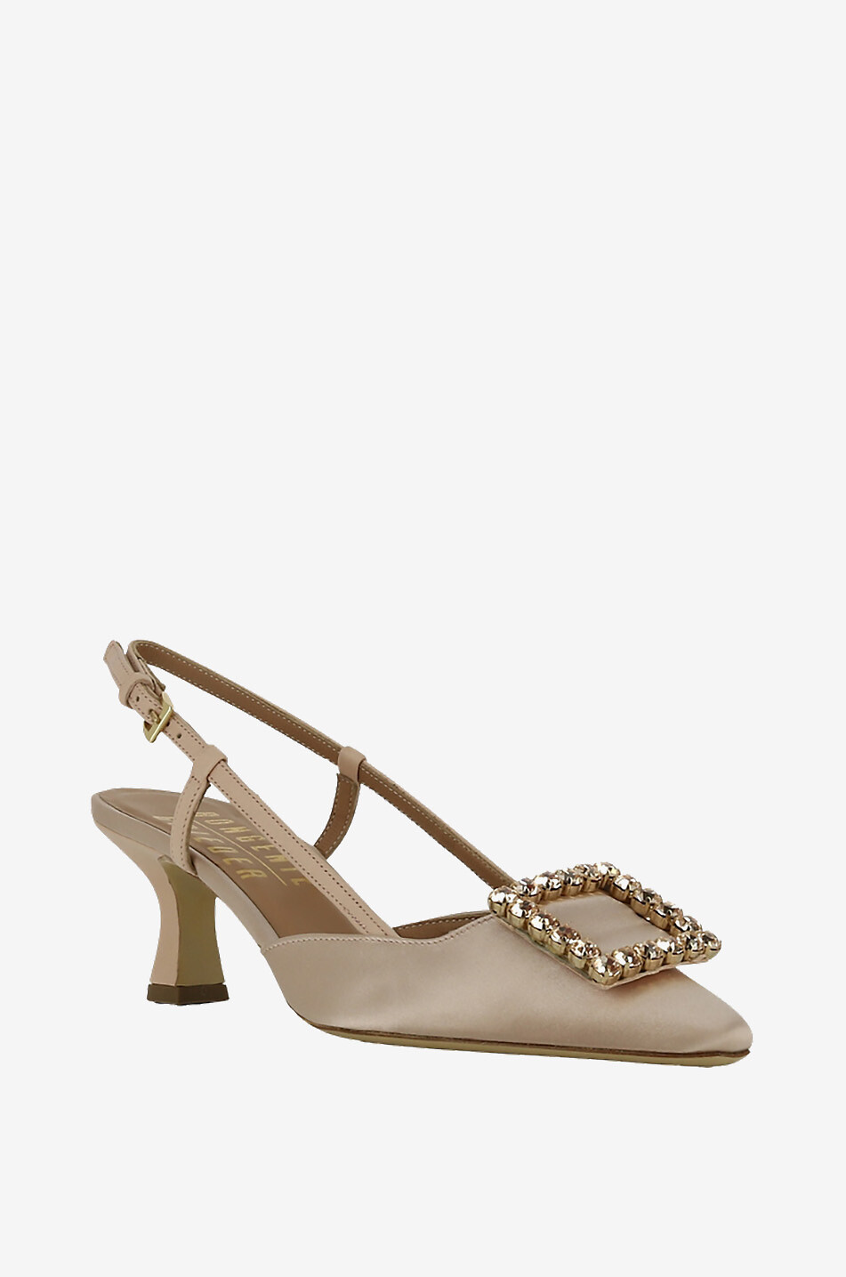 Escarpins à bride arrière en satin à boucle bijou Stefi 60