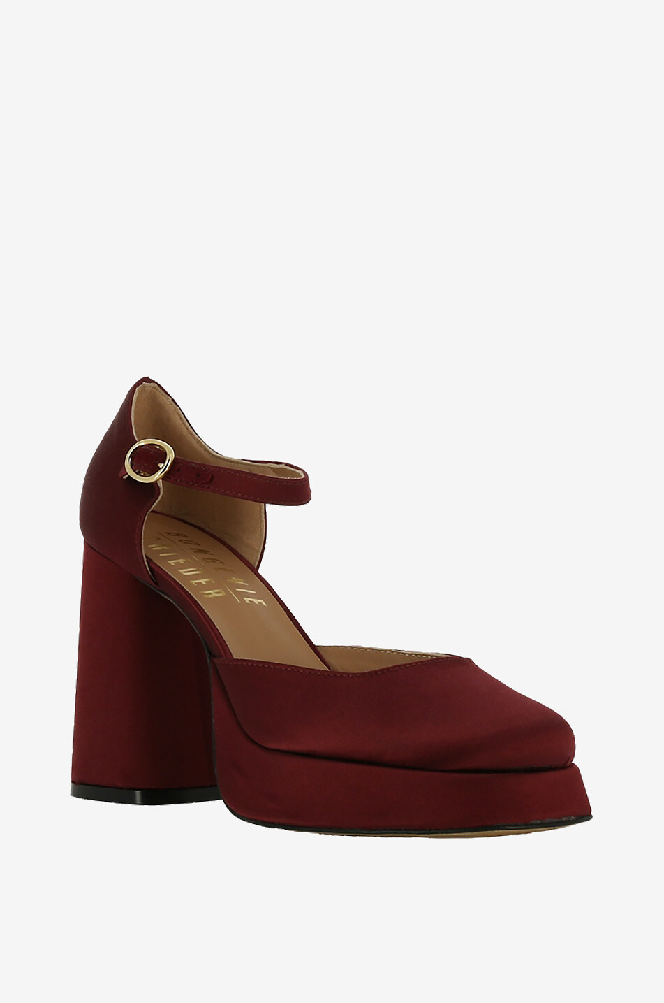 Riemchen-Plateau-Pumps aus Satin Mira 105