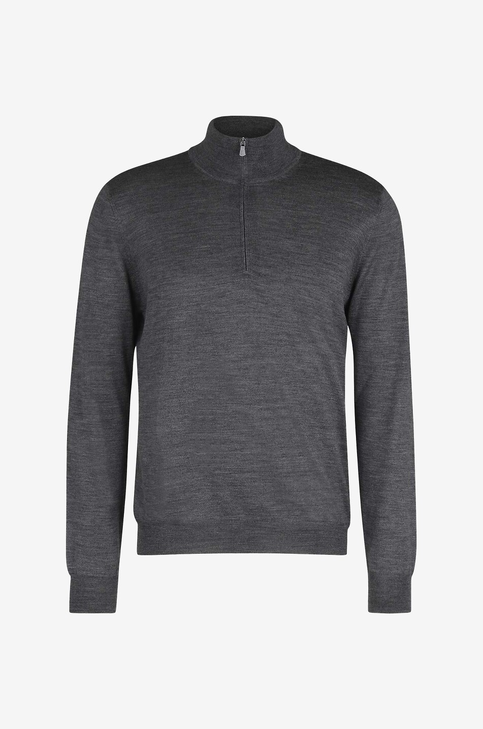 Feiner Pullover aus Wolle und Seide mit Halb-Zip-Stehkragen