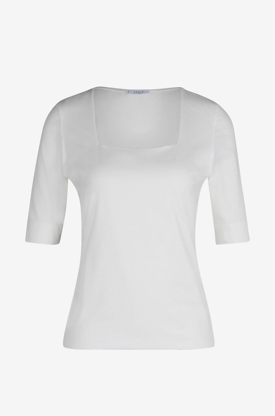 AKRIS PUNTO Slim-fitting square neck jersey T-shirt Women EGGSHELL 1