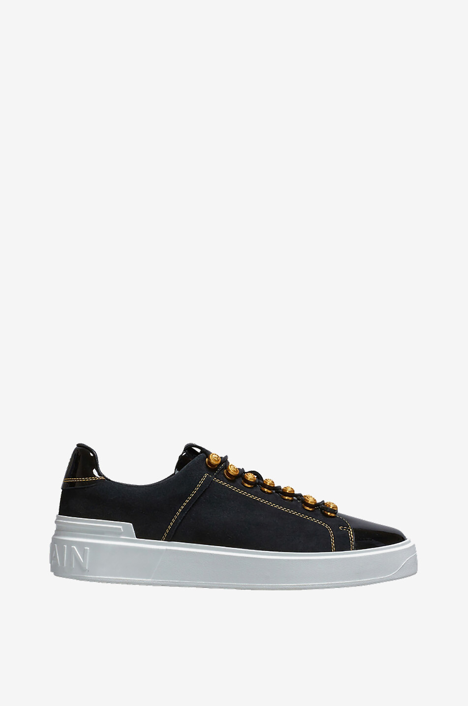 B-Court low-top sneakers in patent leather and suede