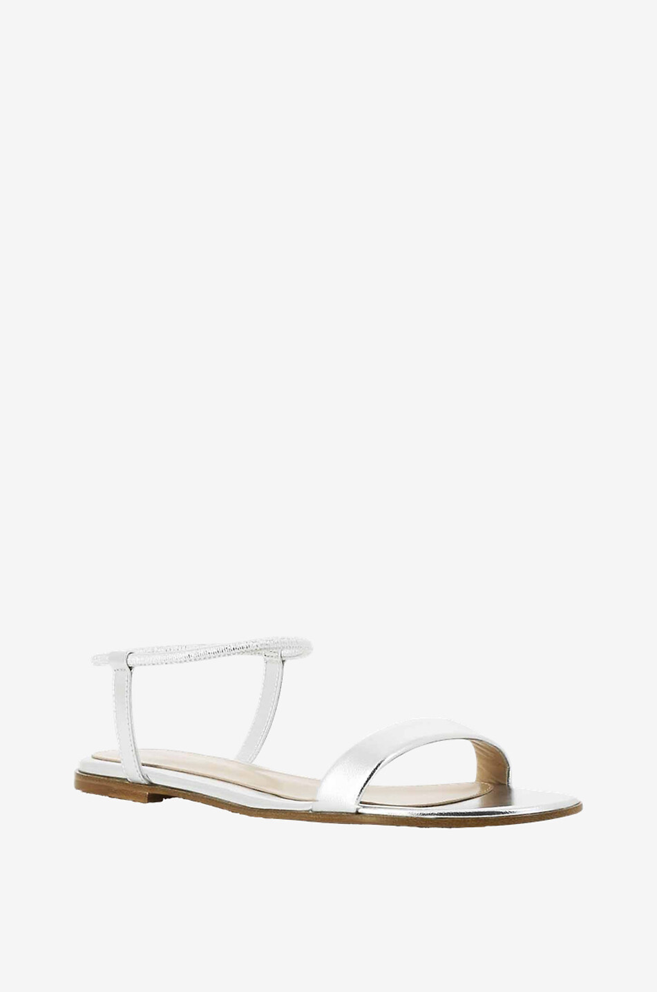 GIANVITO ROSSI Jaime 05 metallic leather flat sandals Women GREY 1