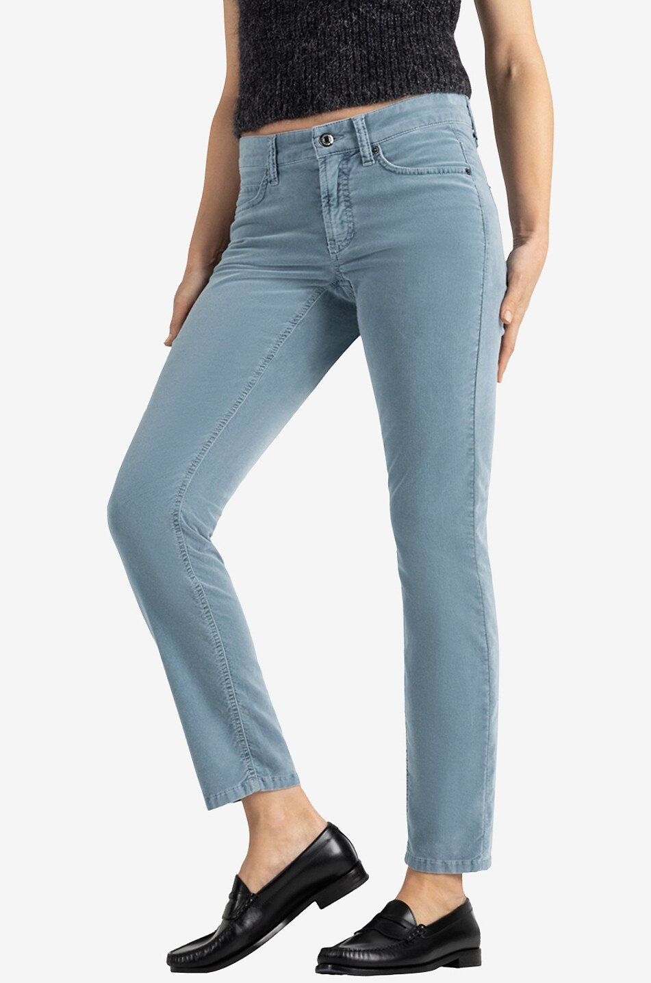 CAMBIO Jean slim en velours Paris Superstretch Femme BLEU CLAIR 5