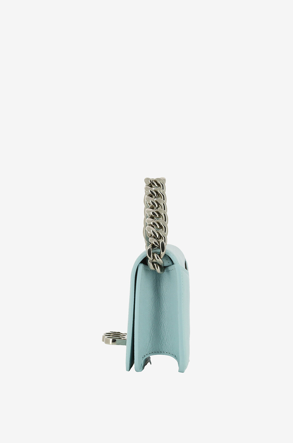 ALEXANDER McQUEEN Four Ring With Chain grained leather mini shoulder bag Women BLUE 4