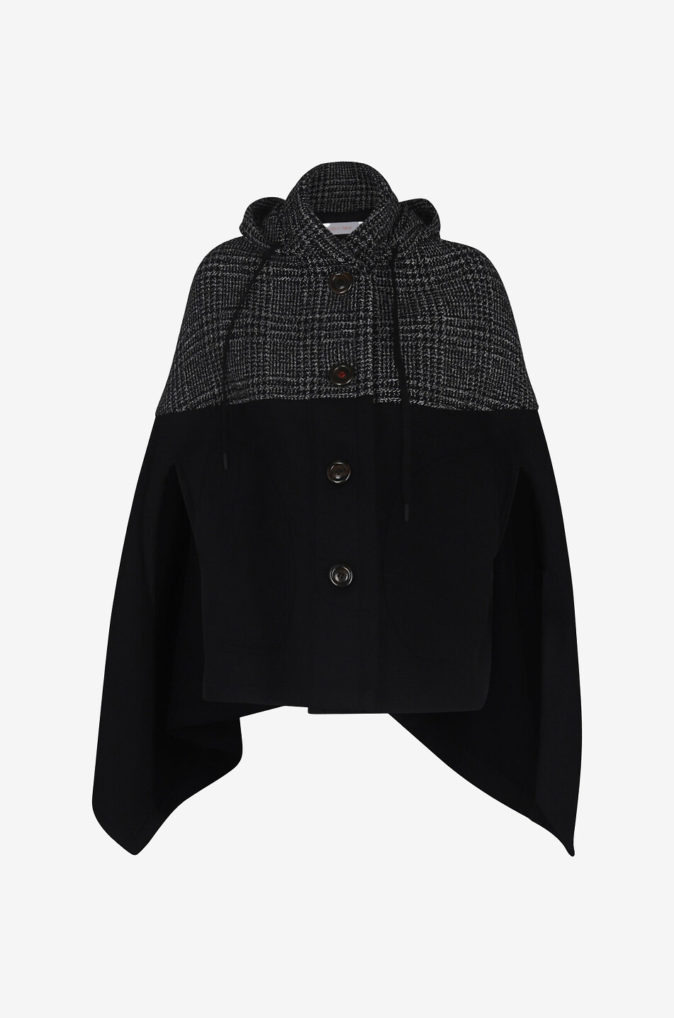 SEE BY CHLOE Graphisches Cape aus Wolle mit Kapuze Damen SCHWARZ 1