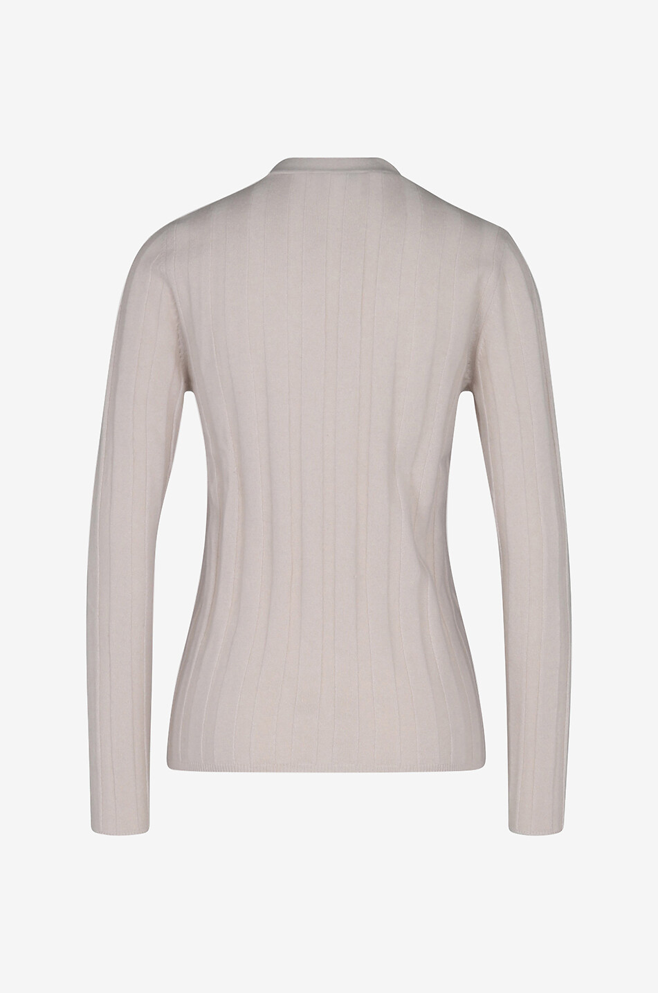BONGENIE Breit gerippter Bio-Kaschmirpullover mit geknöpftem V-Ausschnitt Damen CREMEFARBEN 2