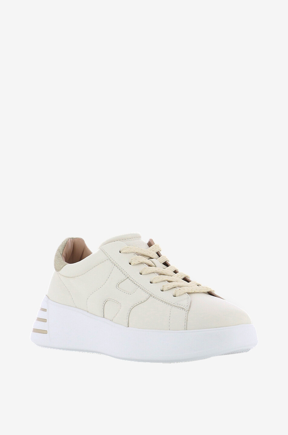 HOGAN Flache Schnürsneakers aus Leder Rebel Damen WEISS 1
