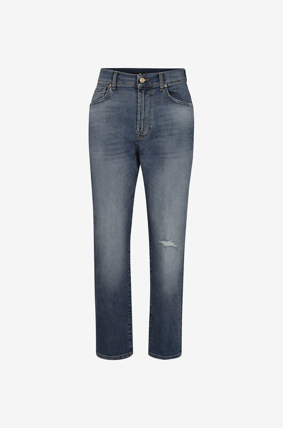 7 FOR ALL MANKIND Jean droit en coton The Modern Straight Rewrite Femme BLEU 1