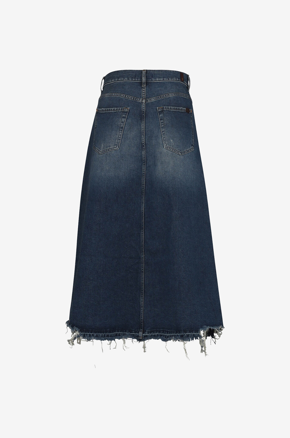 Jupe mi-longue en denim effiloché Nora