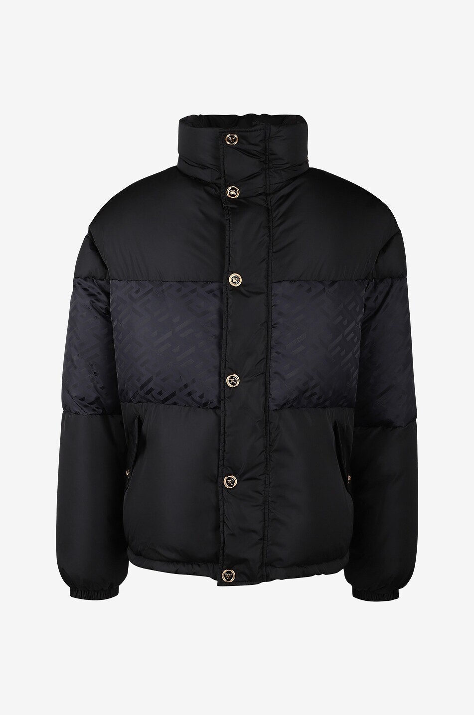 Kurze Daunenjacke mit Jacquard-Detail La Greca