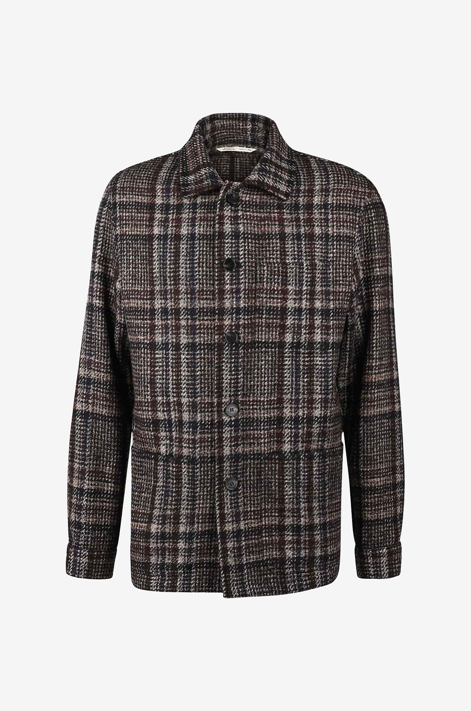 Virgin wool and alpaca checked shirt jacket