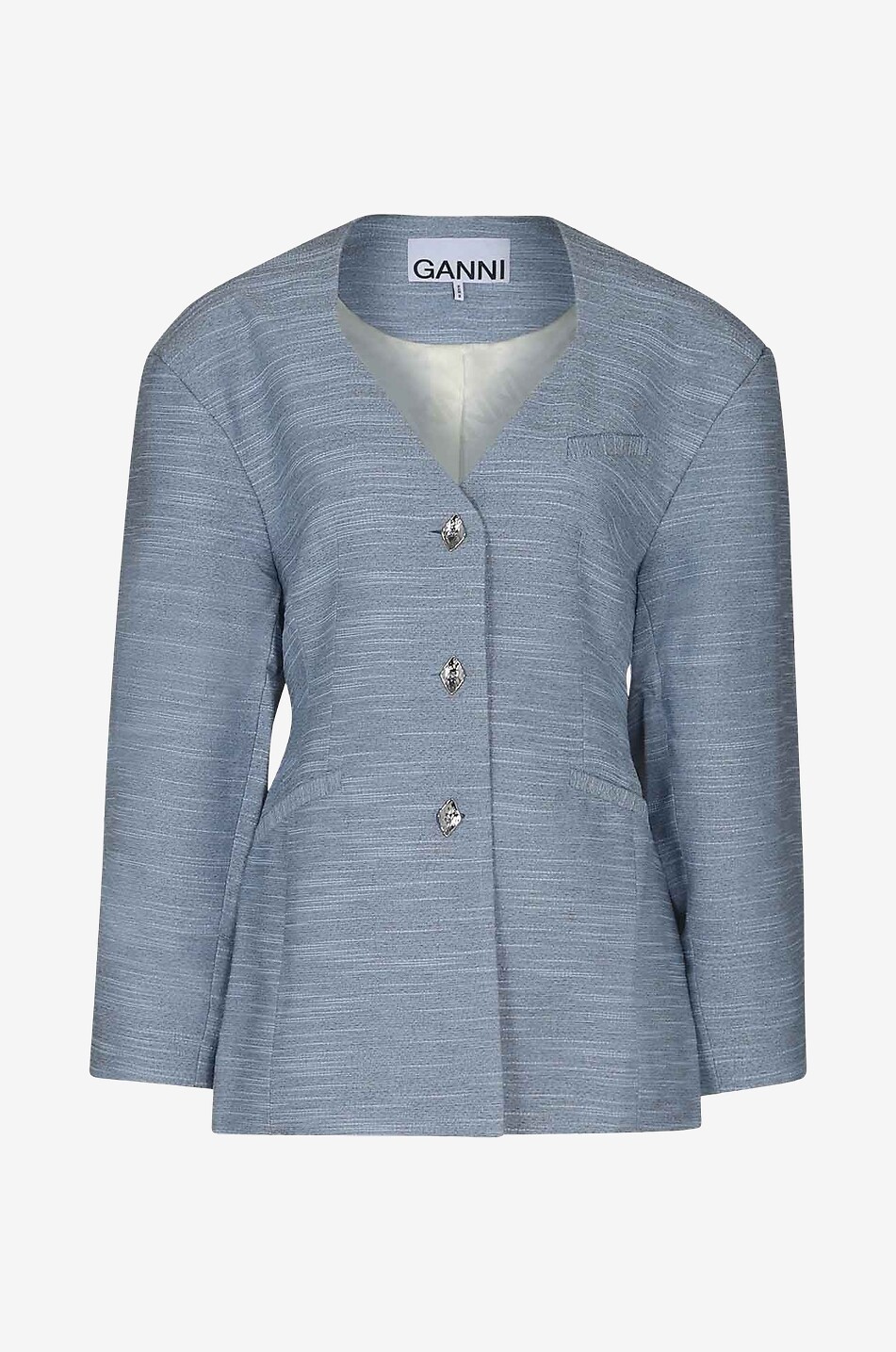 Taillierter Blazer ohne Revers in geflammter Optik