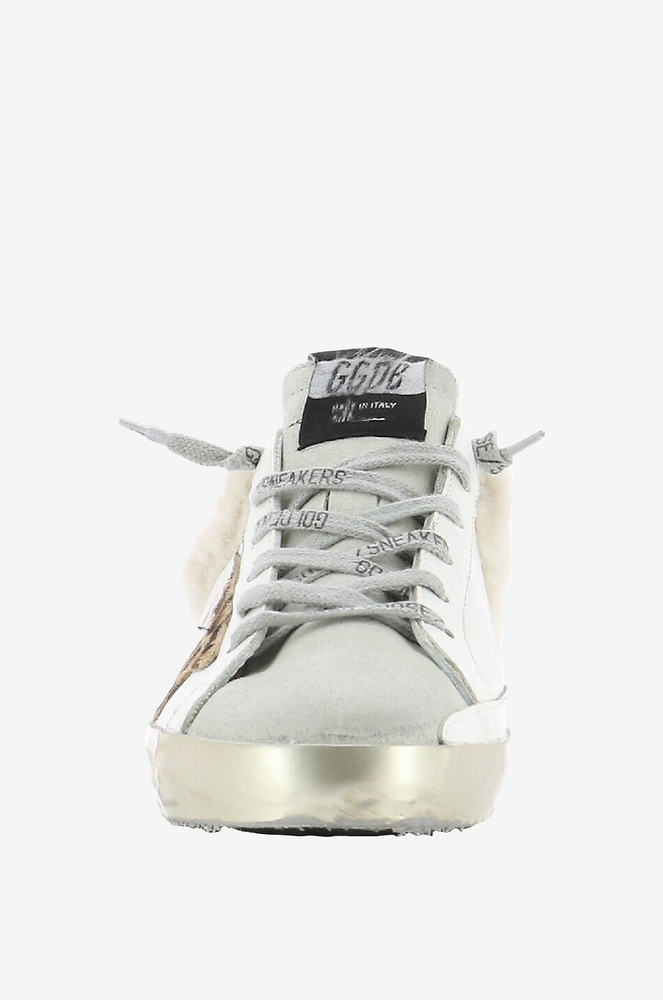 GOLDEN GOOSE Mules en cuir et peau lainée Super-Star Femme BLANC 2