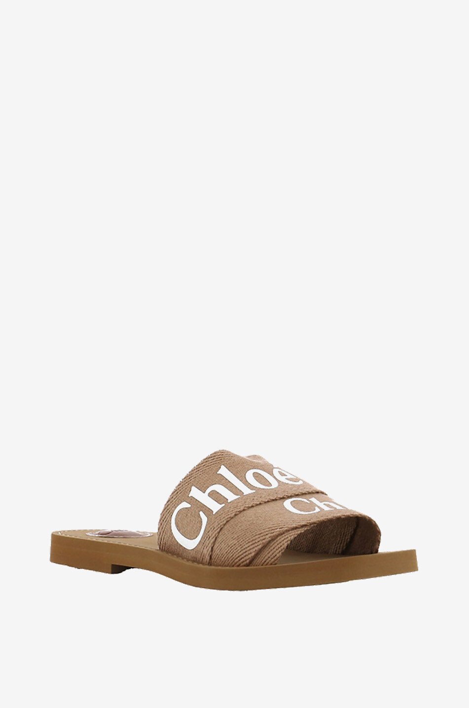 CHLOE Flache Pantoletten aus Leinen Woody Damen ROSA 1