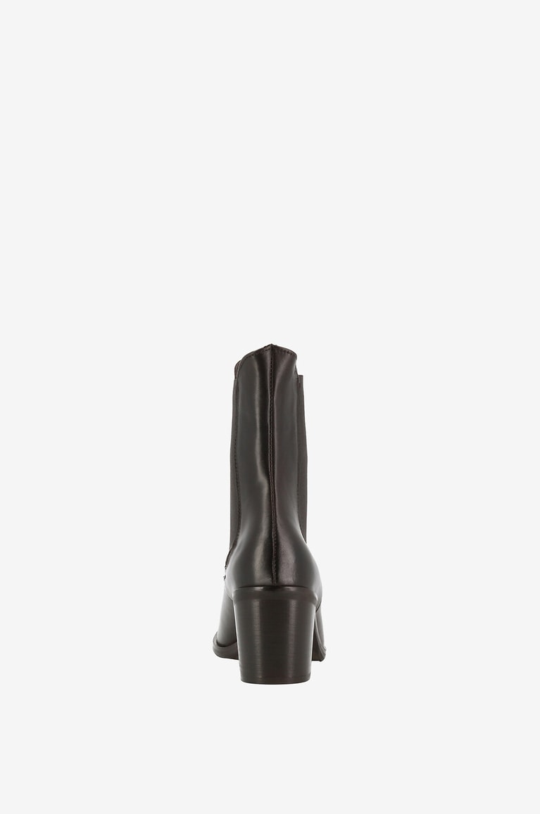 BONGENIE Bottines chelsea en cuir brillant à talon 60 Femme MARRON 4