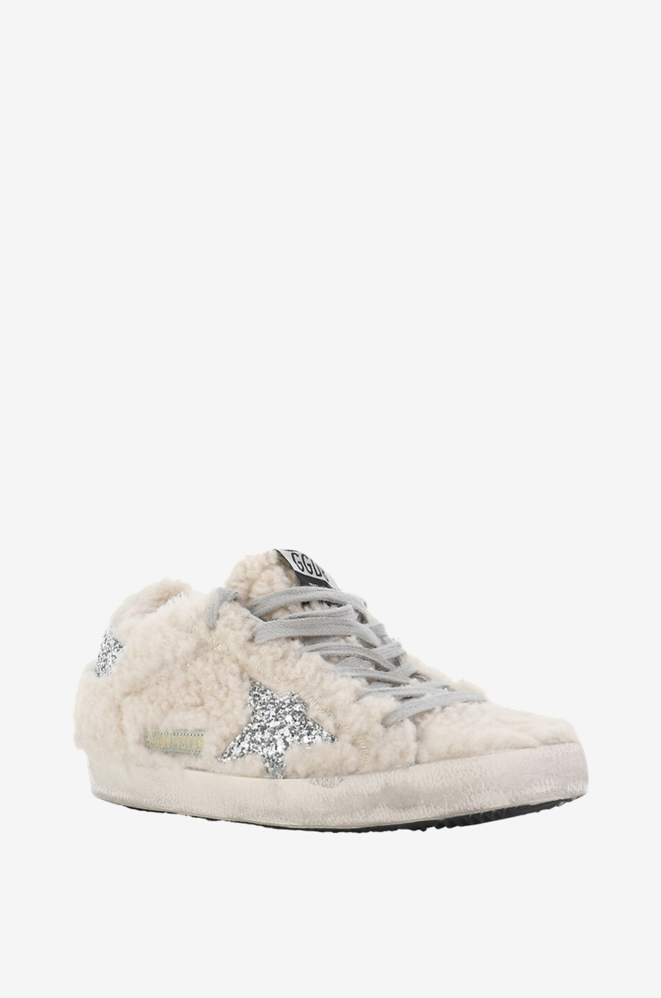 Super-Star glitter star adorned low-top shearling sneakers