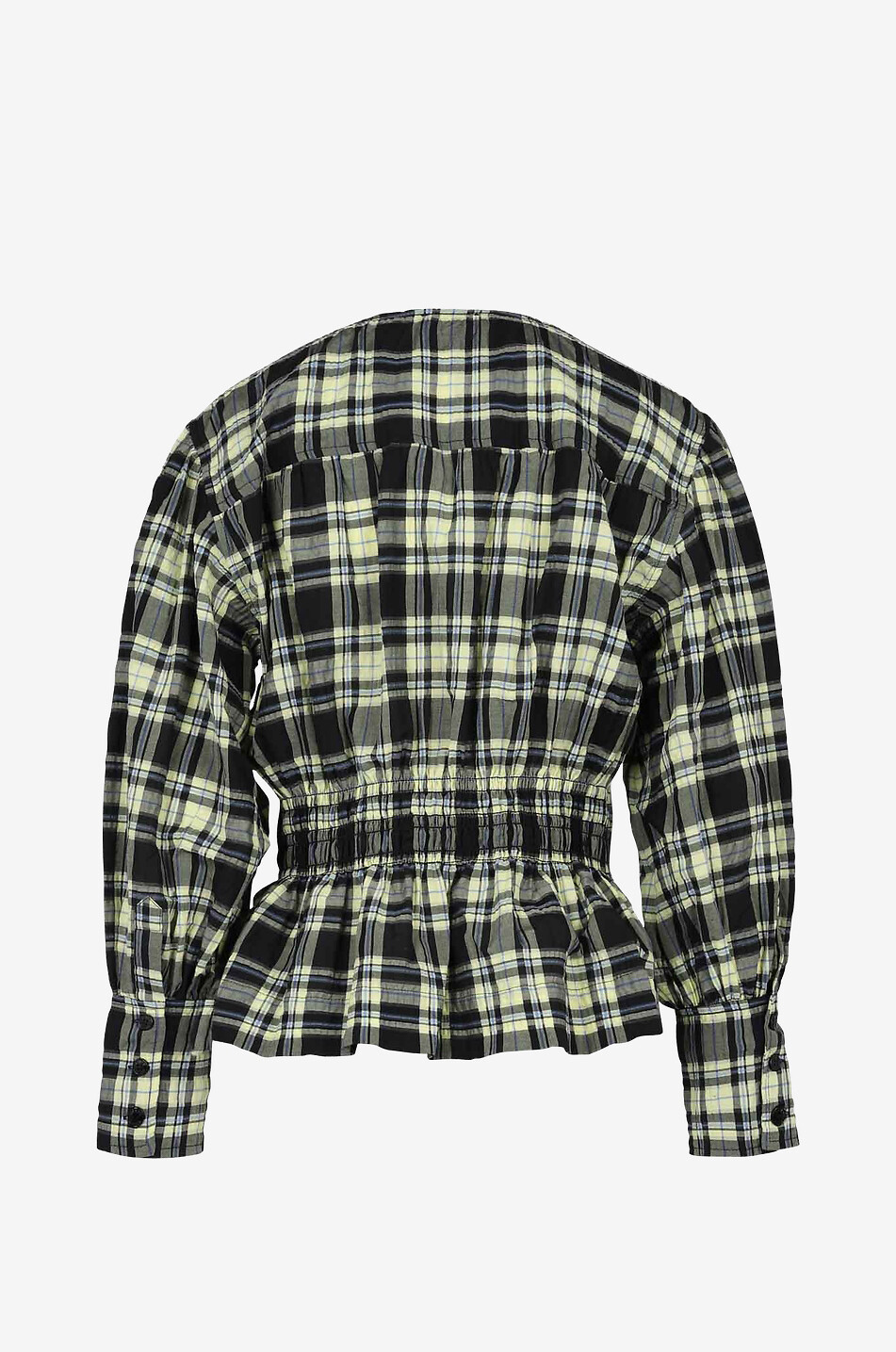 Blouse à basque en seersucker rayée