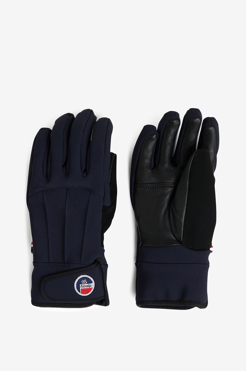 FUSALP Glacier technical fabric and leather ski gloves Women DARK BLUE 1