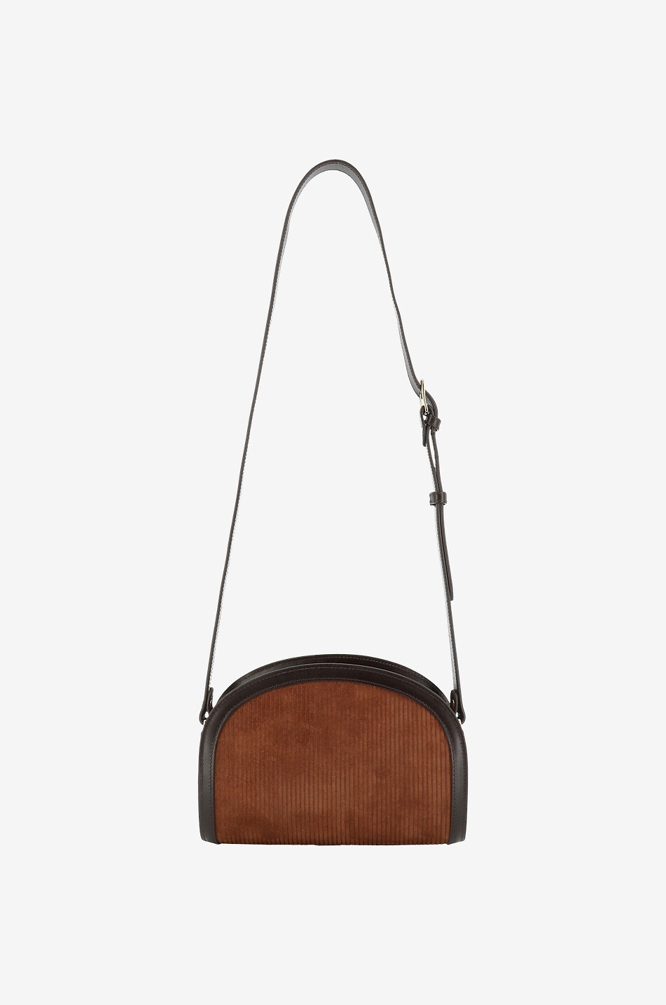 A.P.C. Demi-Lune leather and corduroy handbag Women MULTI COLOURED 3