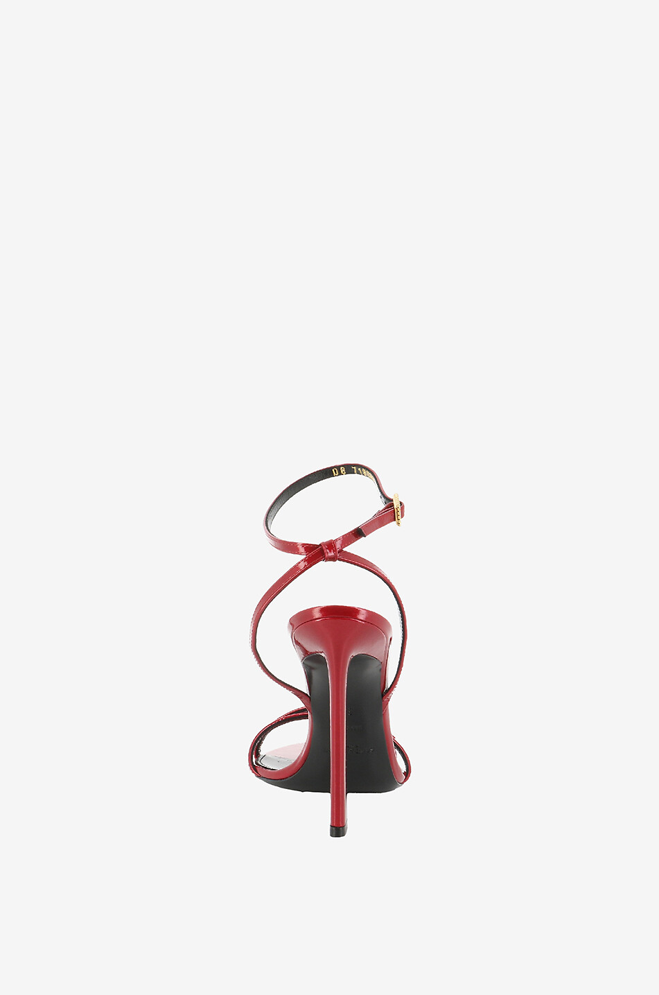SAINT LAURENT PARIS Lila 110 metallic patent leather heeled sandals Women RED 4