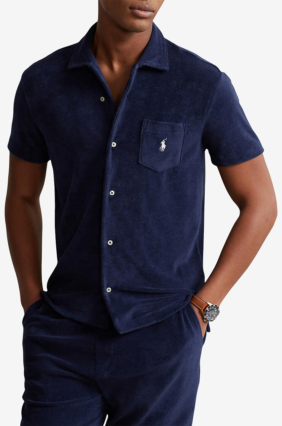 POLO RALPH LAUREN Chemise à manches courtes en éponge Pony Homme BLEU FONCE 2