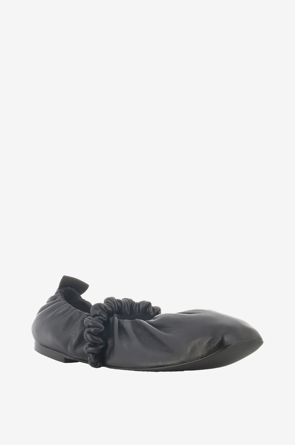 Scrunchie square-toe nappa leather ballet flats