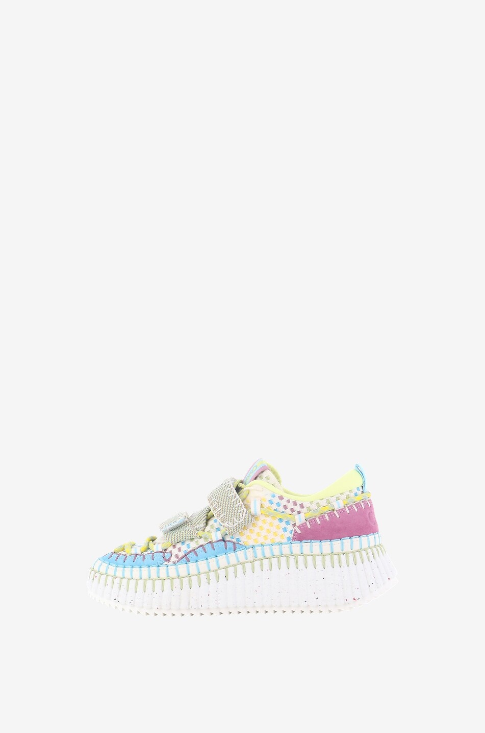 CHLOE Nama Velcro strap wedge sneakers in fabric and suede Women BLUE 3