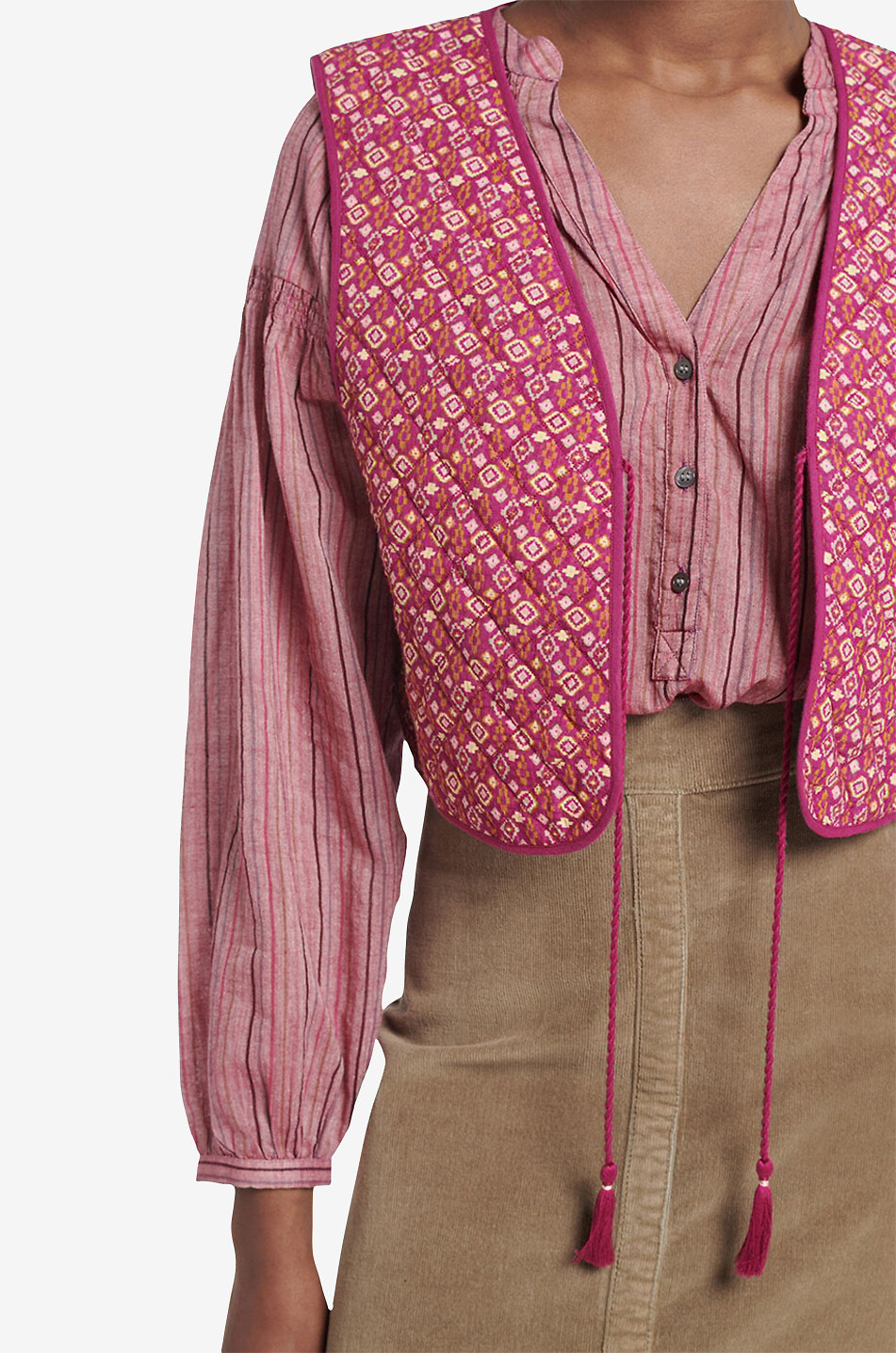 VANESSA BRUNO Adjo quilted jacquard vest Women MULTI COLOURED 4