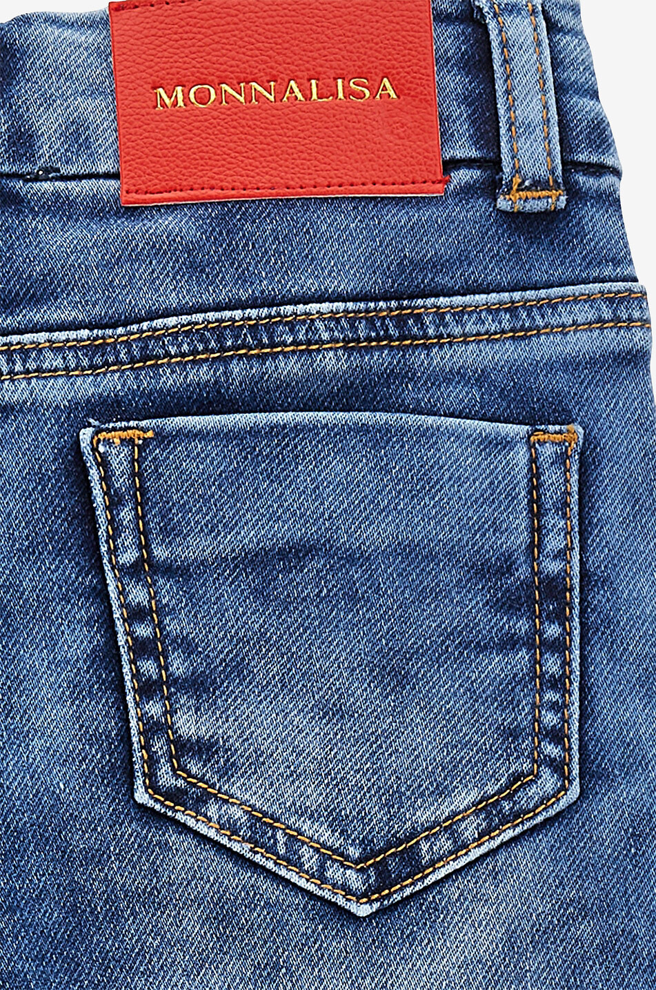 MONNALISA Mädchen-Jeans mit Kirschstickereien Baby BLAU 4