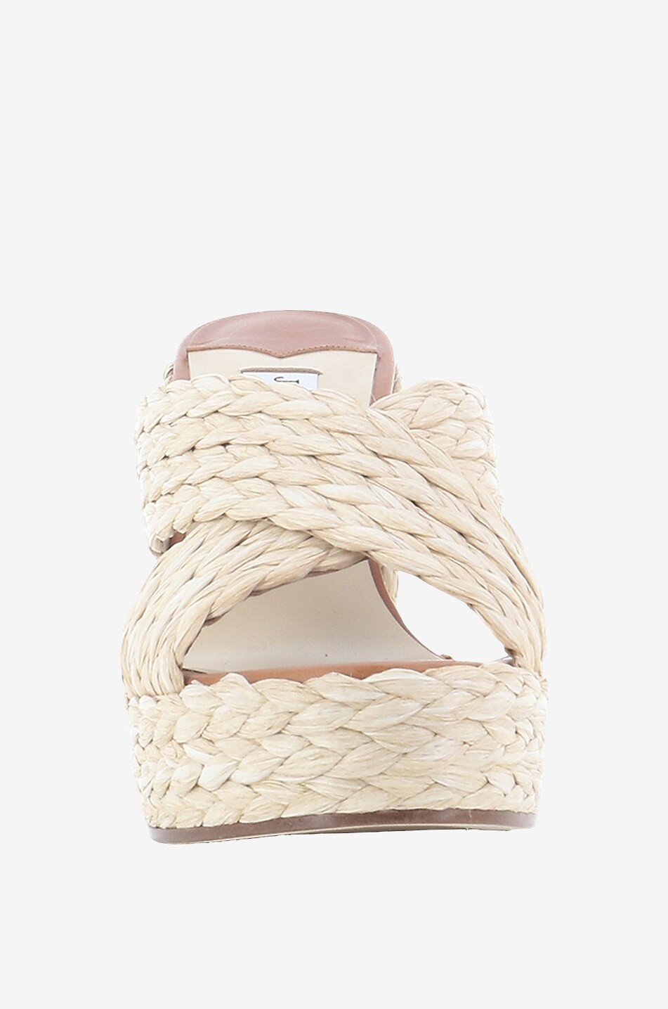JIMMY CHOO Mules compensées en raphia et cuir Dovina 100 Femme BEIGE 2