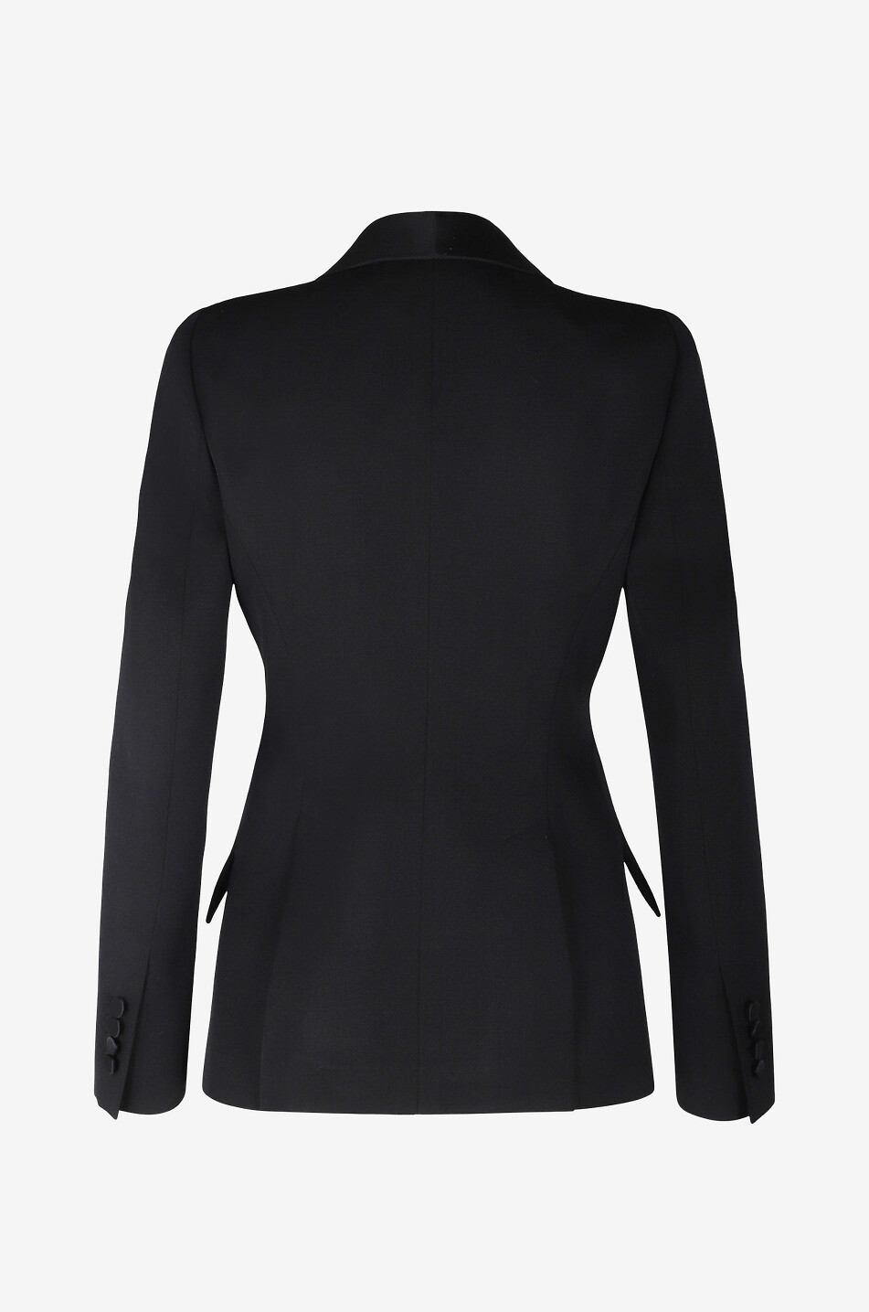 Taillierter Wollblazer mit Satin Peak Shoulder