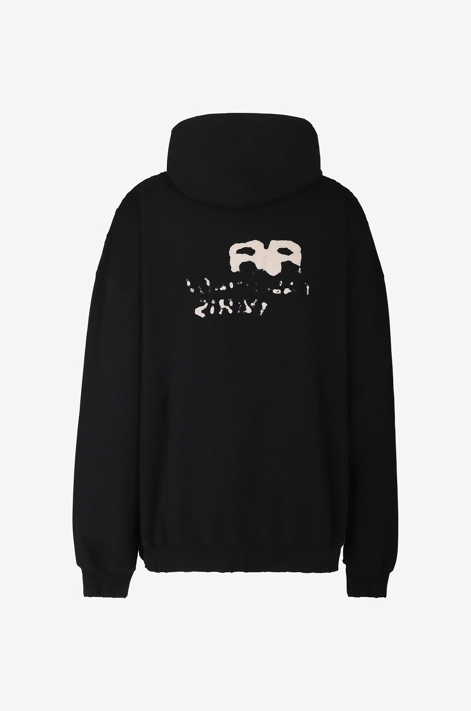 BALENCIAGA Sweat-shirt à capuche vieilli Hand Drawn BB Icon Large Fit Homme NOIR 2