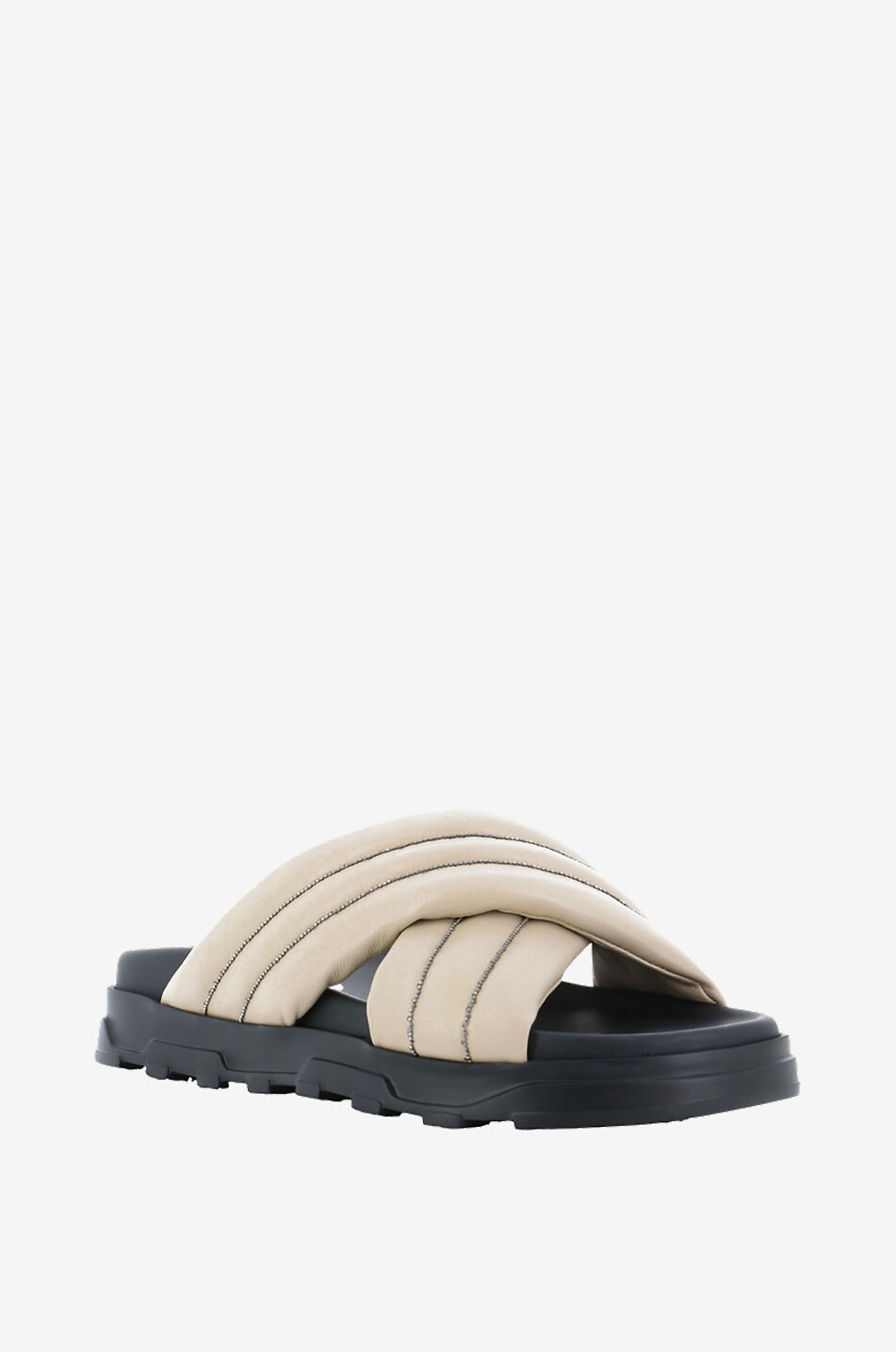 Mules plates en cuir nappa brodées