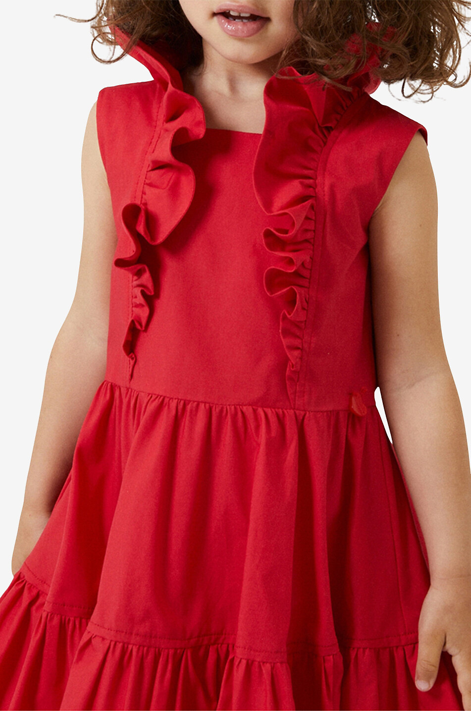 Robe fille a volants etages sans manches