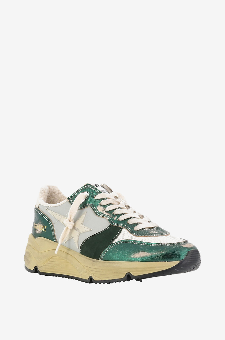 Running Sole distressed low-top sneakers with metallic accents