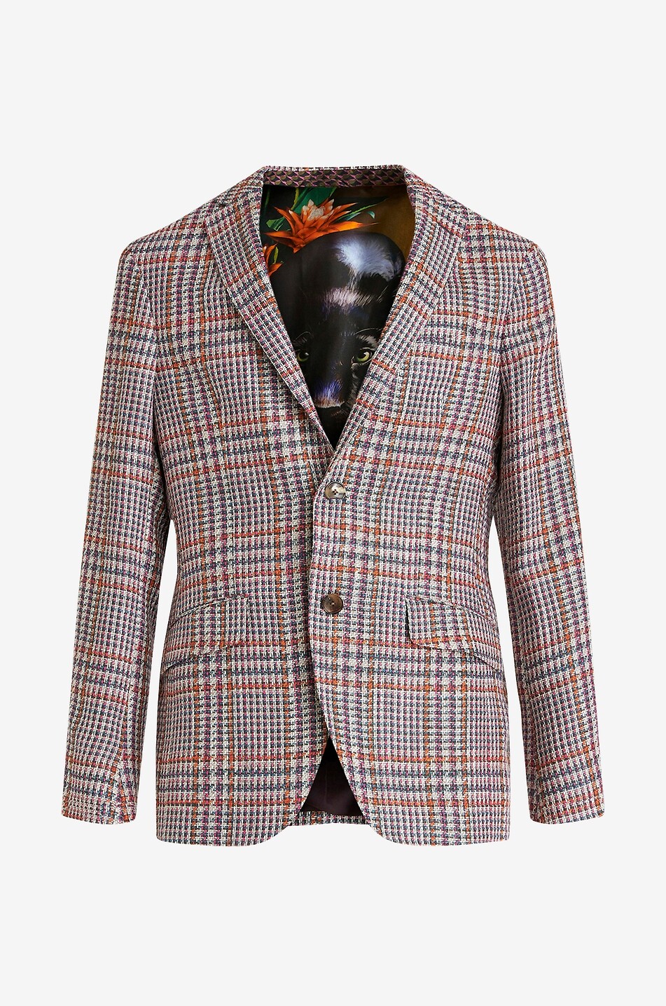 Karierter Blazer aus Leinenmix