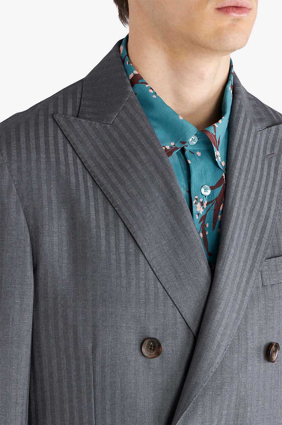 ETRO Double-breasted wool pinstripe blazer Men DARK GREY 5