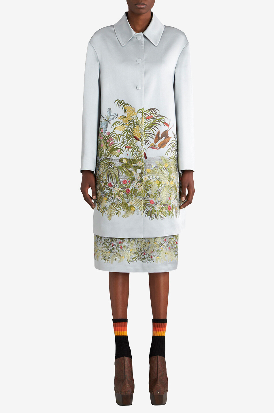 ETRO Dreiviertelmantel aus Jacquard mit Landschaft Damen BLAU 3