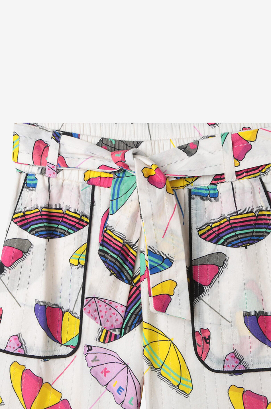 Pantalon large raccourci fille imprimé parasols