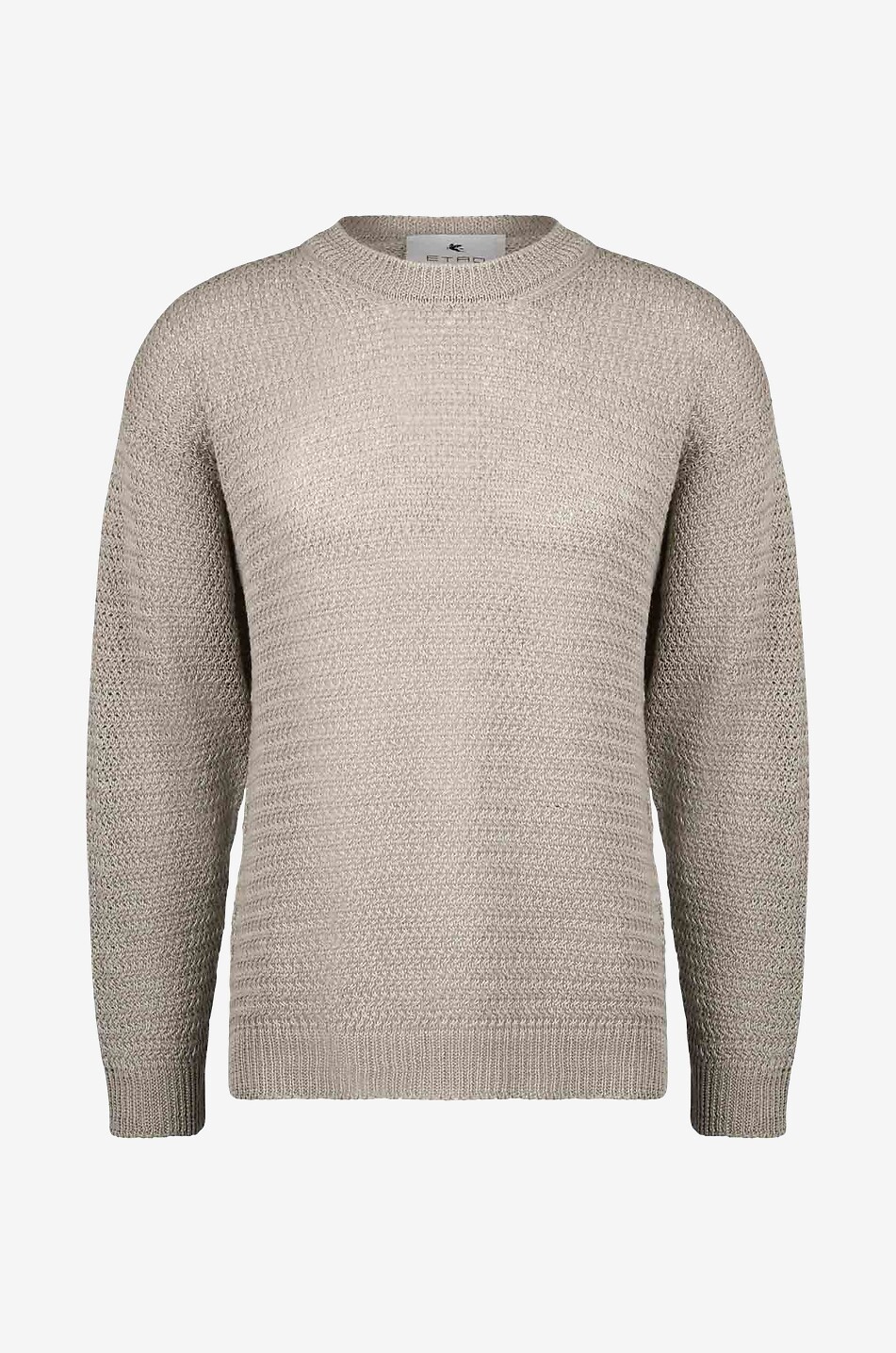 Lochstrick-Leinenpullover mit Rundhals