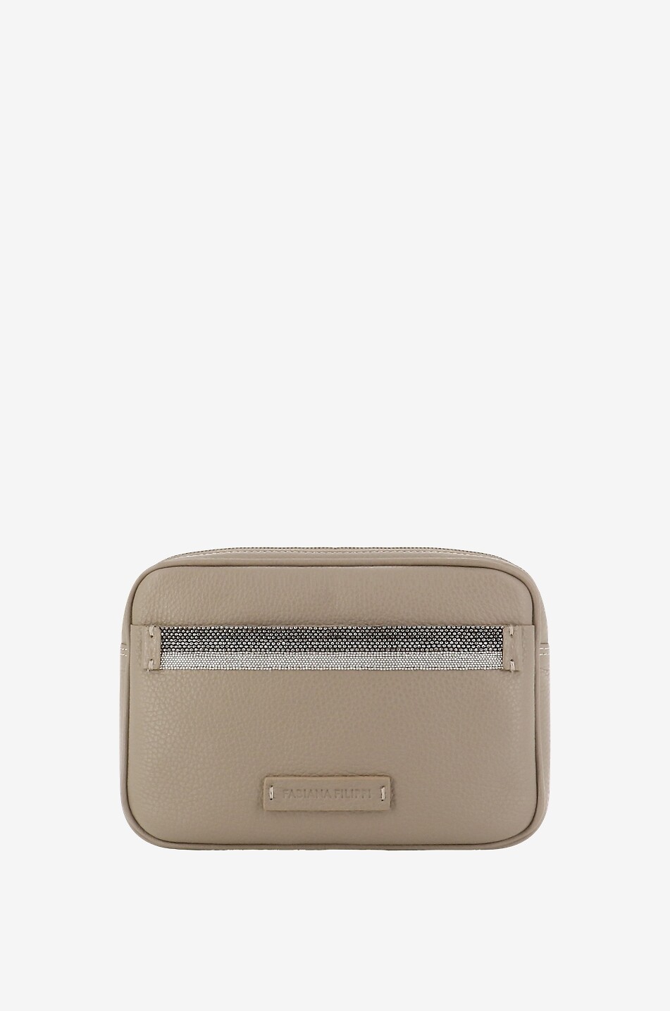 FABIANA FILIPPI Perlenbestickte Camera-Tasche aus genarbtem Leder Damen Hellbeige 1