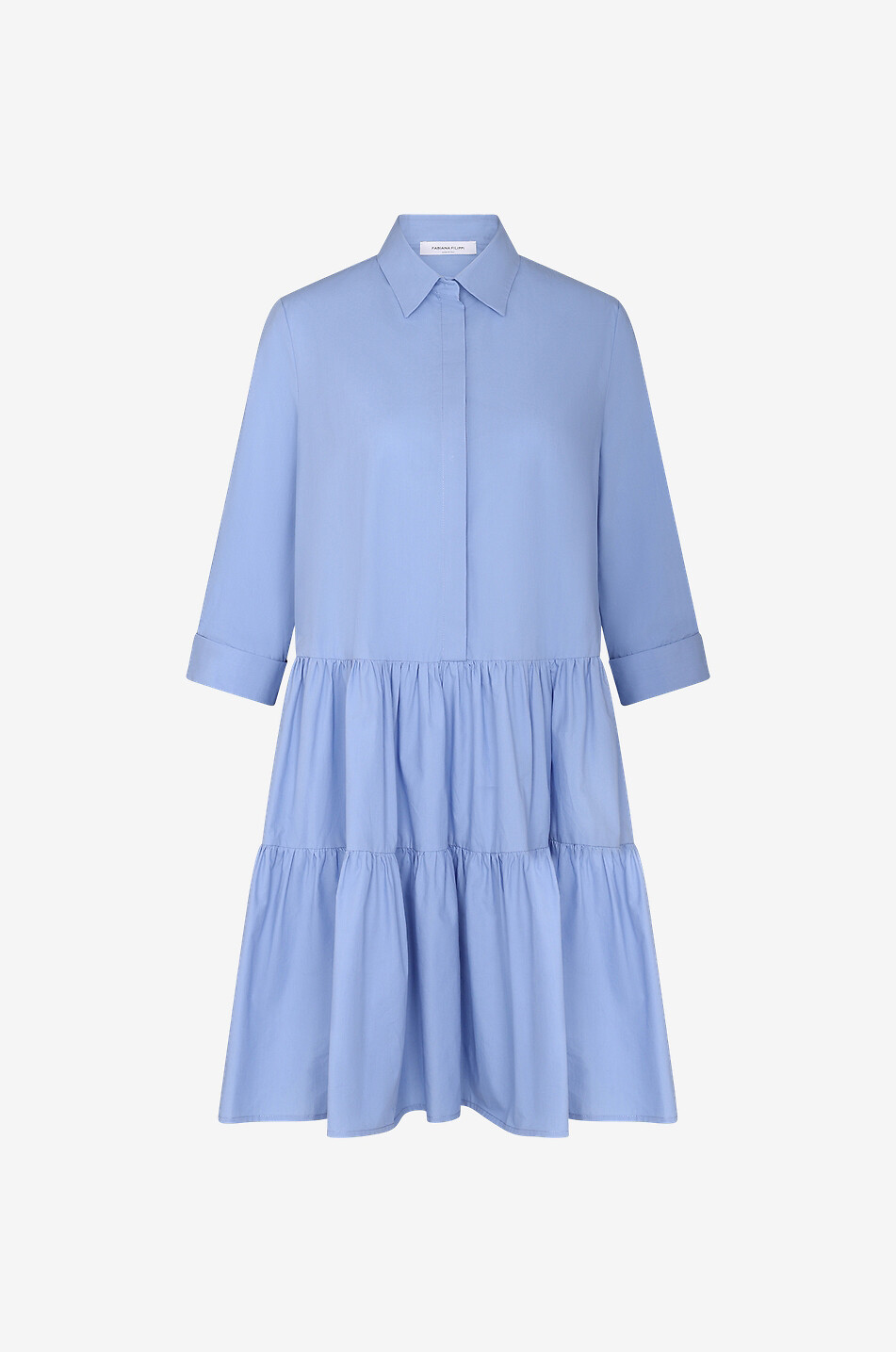 Short tiered-flounced shirt dress