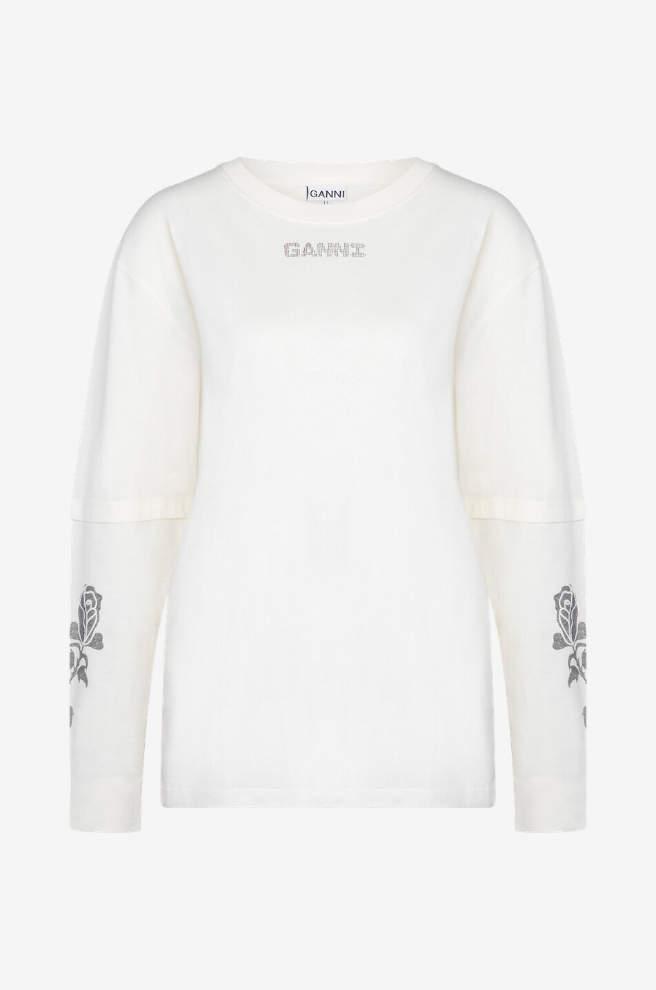 GANNI LOVE long-sleeved organic cotton T-shirt