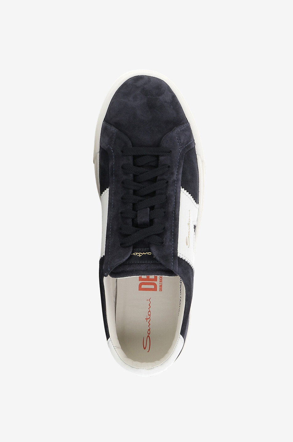 SANTONI Niedrige Schnürsneakers aus Wildleder Double Buckle Herren DUNKELBLAU 5