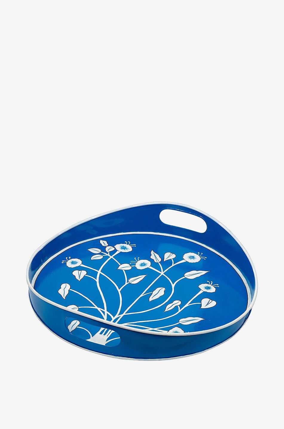 Flower patterned oval stainless steel tray