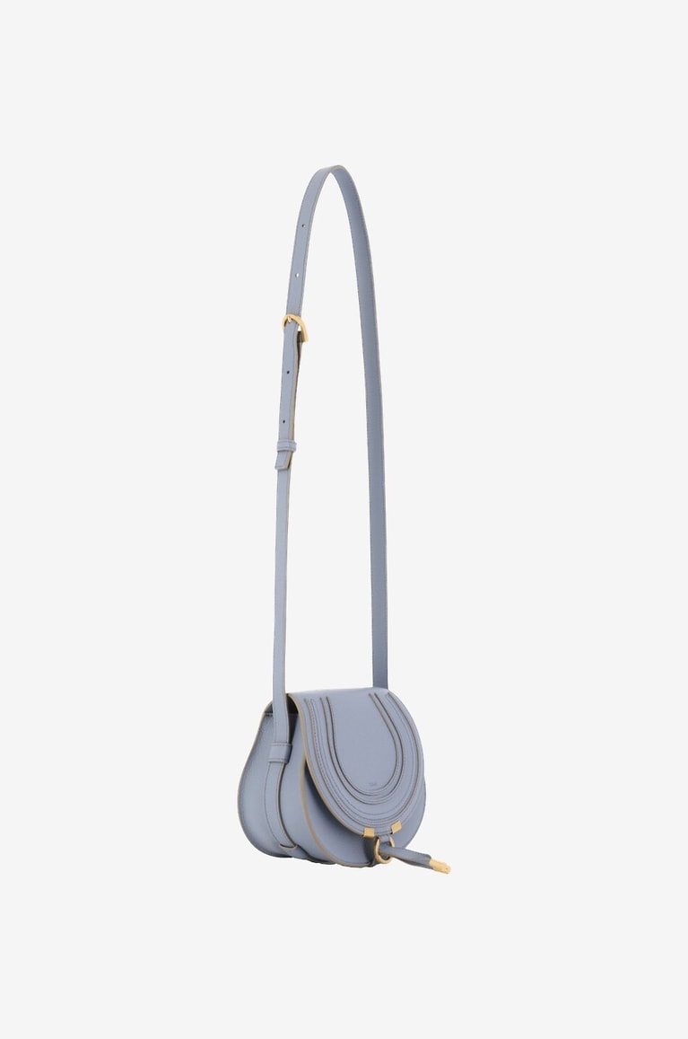 CHLOE Sac porté épaule en cuir grainé Marcie Small Femme BLEU 2