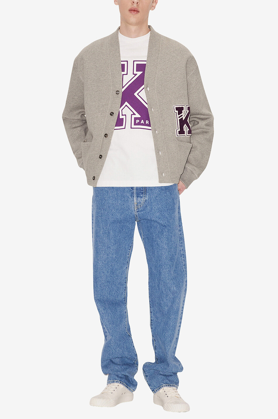 KENZO Geknöpfter Sweat-Cardigan Varsity K Herren GRAU 3