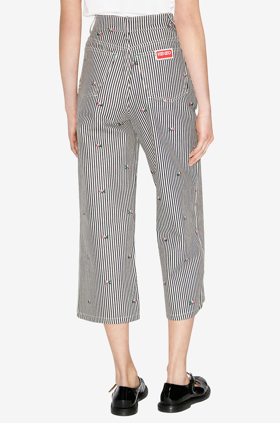 KENZO Jean taille haute large rayé brodé de fleurs Sumire Femme MULTICOLORE 4