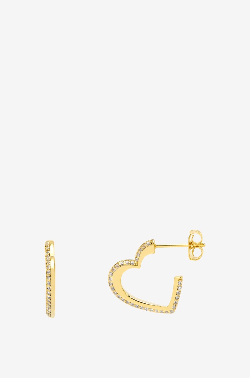 CZ Open Heart gold-tone hoop earrings